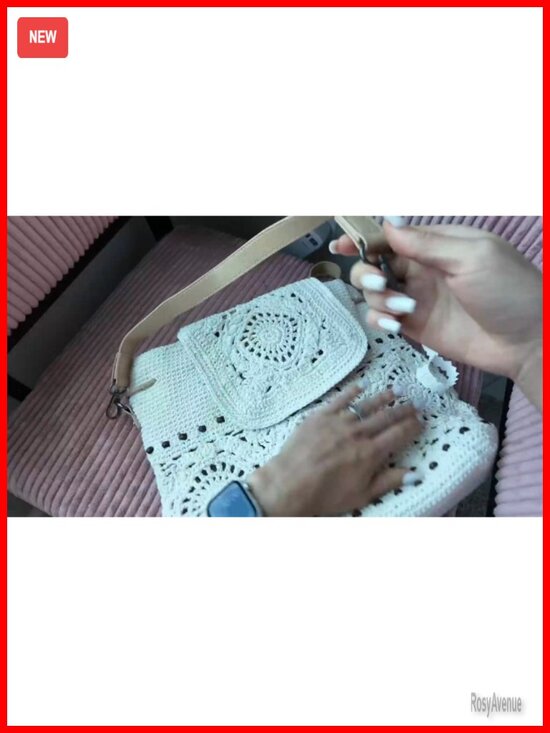 Handmade Crochet Backpack Women Boho Rucksack Cotton Rope Adjustable Straps